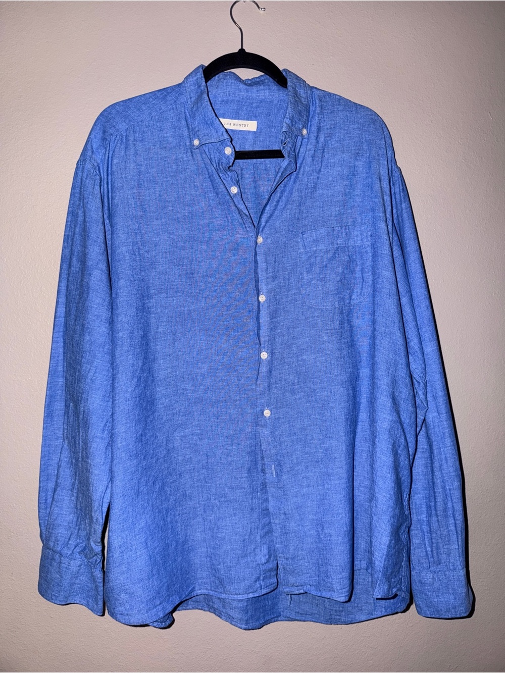 Miller Westby Blue Linen Blend Button Front Shirt XXL